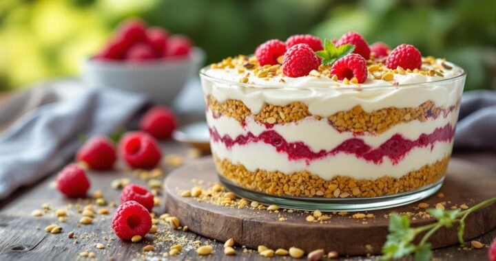 Tiramisu pistache framboise : recette équilibrée pour l’été avec mascarpone et coulis naturel
